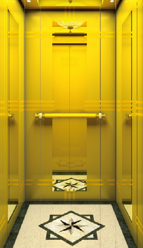 Titanium gold, etching, mirror villa elevator QP-V010