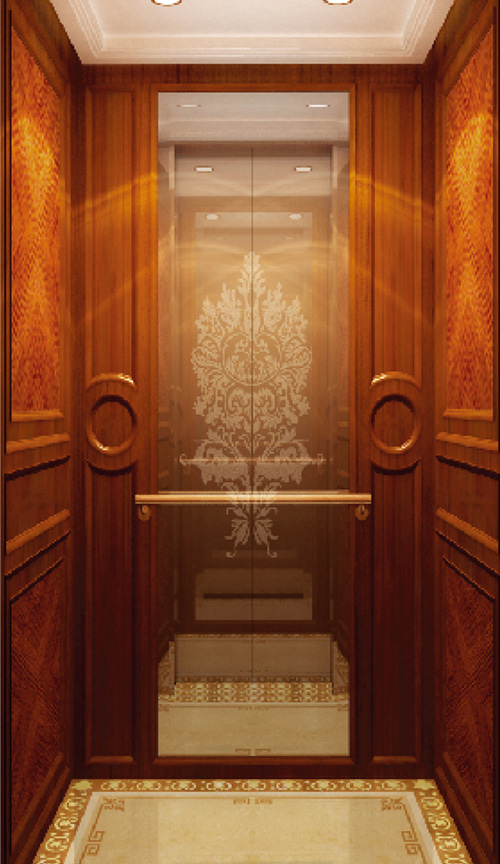 Veneer decoration, mirror etched villa elevator QP-V016