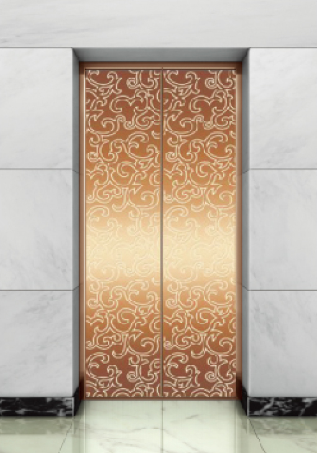 Rose gold etched stainless steel landing door series QP-VM001