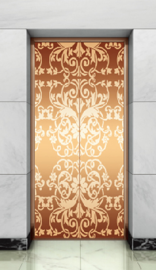 Rose gold etched stainless steel landing door series QP-VM002