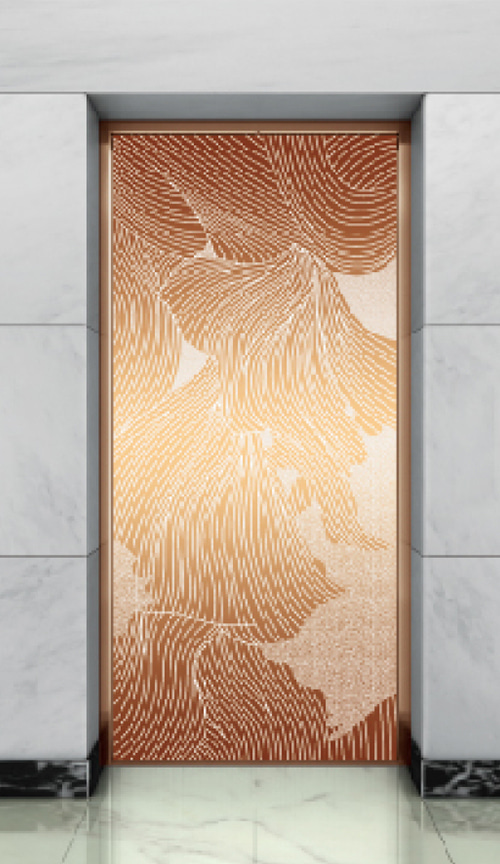 Rose gold etched stainless steel landing door series QP-VM003