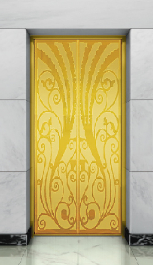 Titanium gold etched stainless steel landing door series QP-VM004