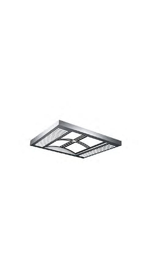 Hairline stainless steel frame, arched top panel and strip lighting integral-type ceiling series QP-D21